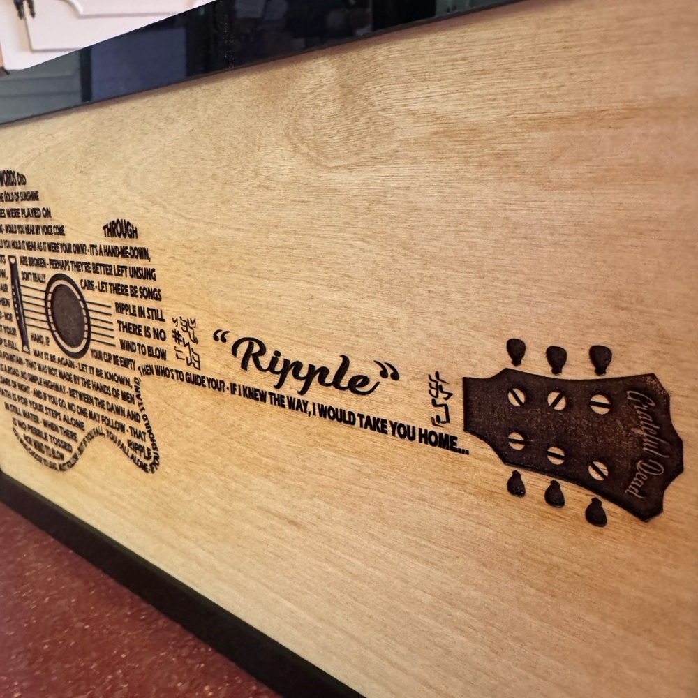 Hand Crafted Engraved Guitar Shaped Song Lyrics on wood your choice of song MTO - Picture 10 of 12